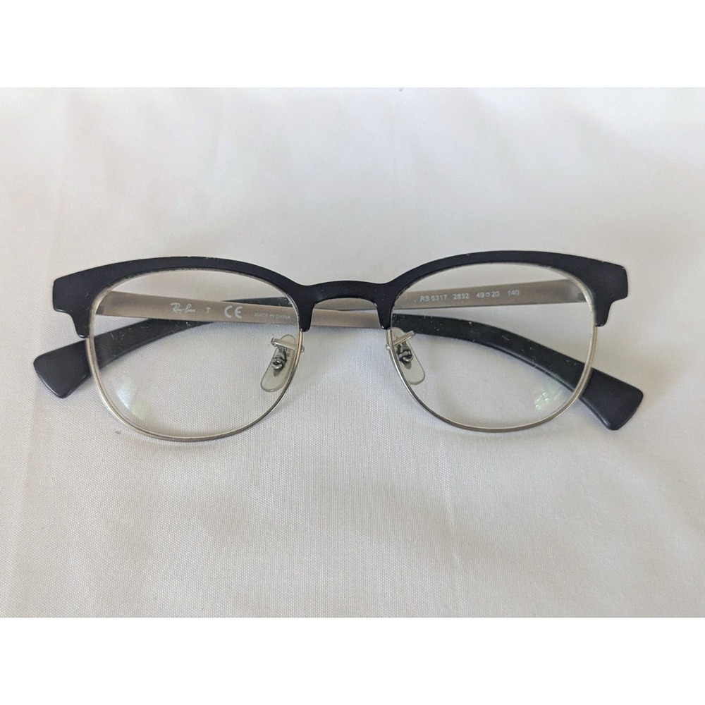 Ray Ban RB 6317 2832 Round Black Silver Eyeglasses Optical Frame Only 49-20-140